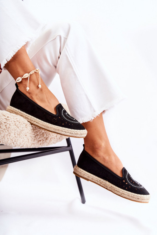 Openwork Slip-on Women's Espadrilles Black Meredith Openwork Slip-on Women's Espadrilles Black Meredith