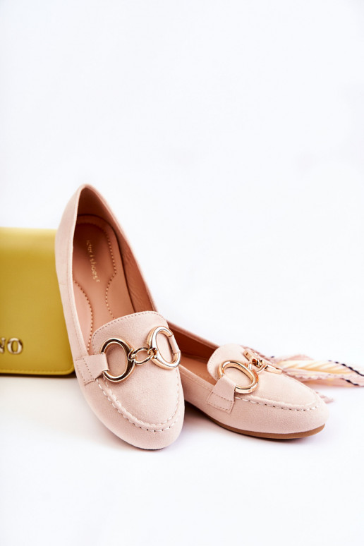 Women's Suede Loafers With Decoration Beige Reality