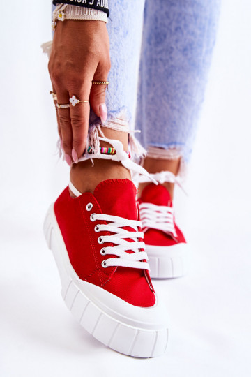 Women's Sneakers On The Platform Red Comes 2