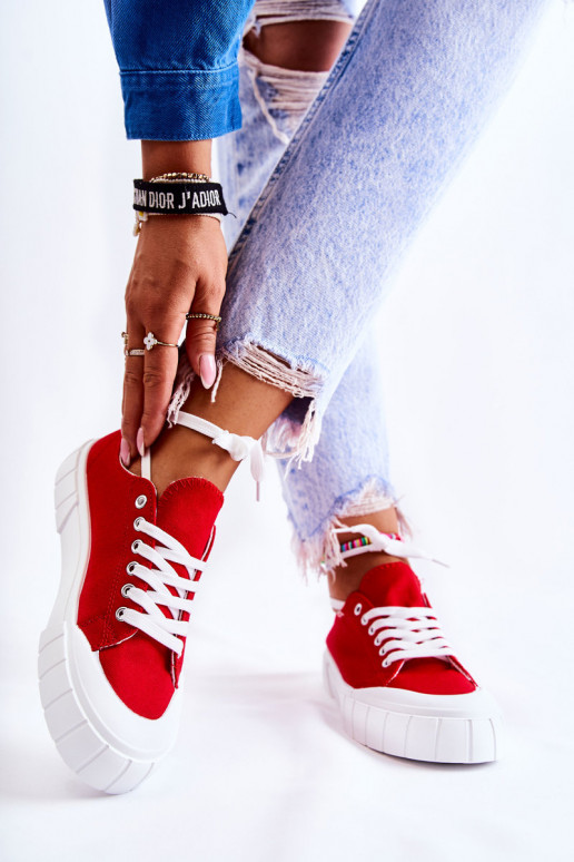 Women's Sneakers On The Platform Red Comes Women's Sneakers On The Platform Red Comes
