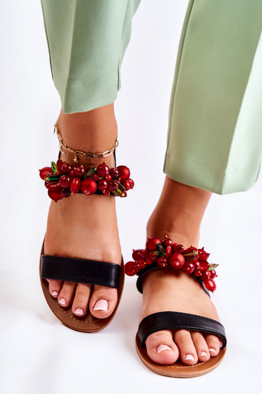 Fashionable Sandals With Beads Black Hally Fashionable Sandals With Beads Black Hally