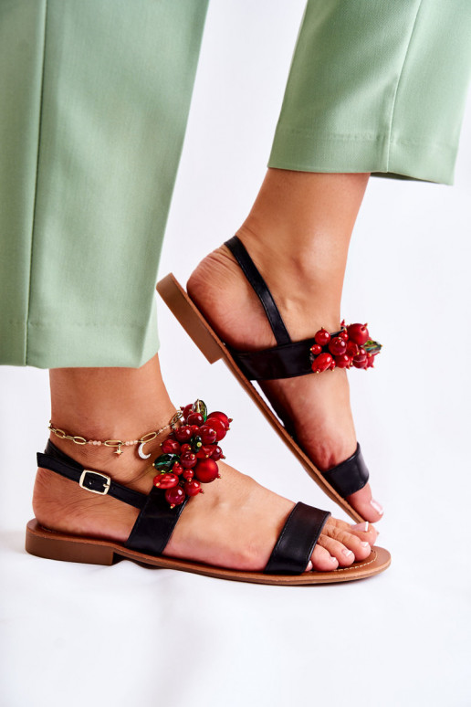 Fashionable Sandals With Beads Black Hally Fashionable Sandals With Beads Black Hally