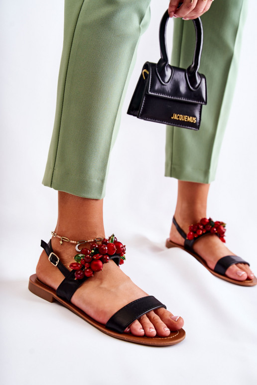 Fashionable Sandals With Beads Black Hally Fashionable Sandals With Beads Black Hally