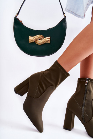 Women's Material Boots On Heel Khaki Amile 2