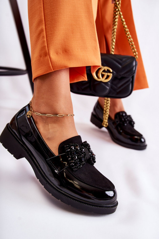 Women's Brogues Lacquered With A Bow Black Laurent Women's Brogues Lacquered With A Bow Black Laurent