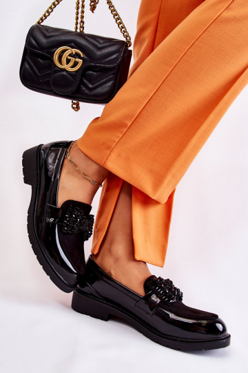 Women's Brogues Lacquered With A Bow Black Laurent 2