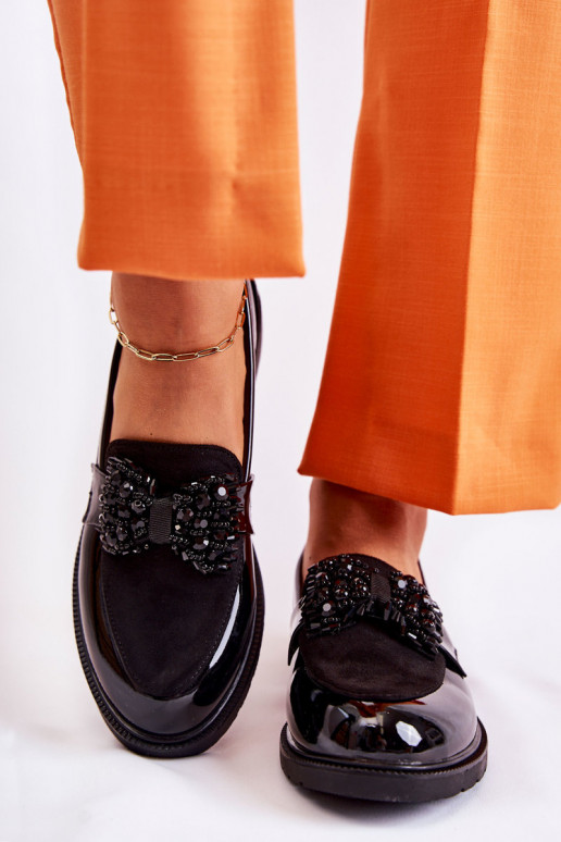 Women's Brogues Lacquered With A Bow Black Laurent Women's Brogues Lacquered With A Bow Black Laurent