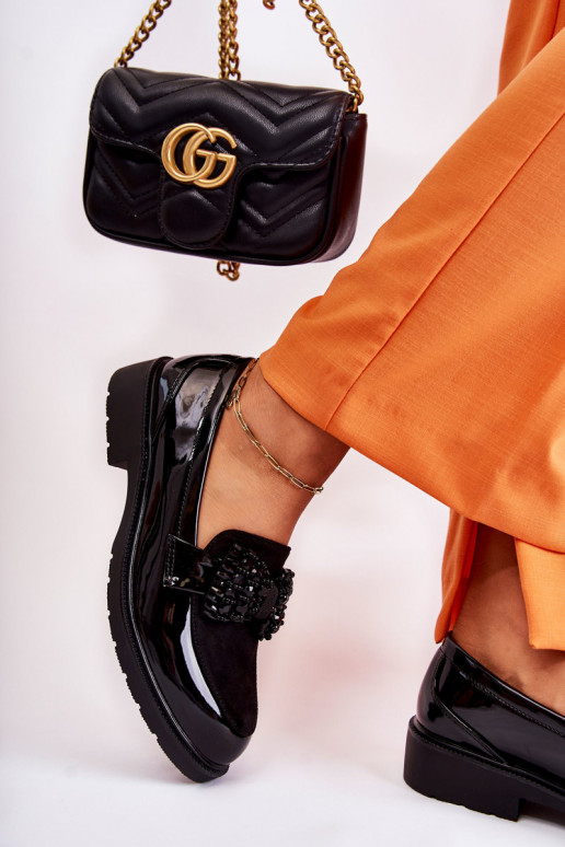 Women's Brogues Lacquered With A Bow Black Laurent Women's Brogues Lacquered With A Bow Black Laurent