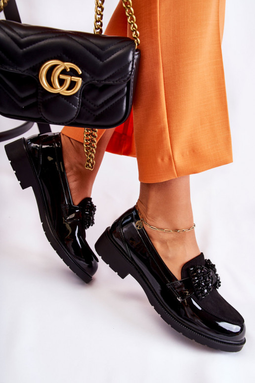 Women's Brogues Lacquered With A Bow Black Laurent Women's Brogues Lacquered With A Bow Black Laurent