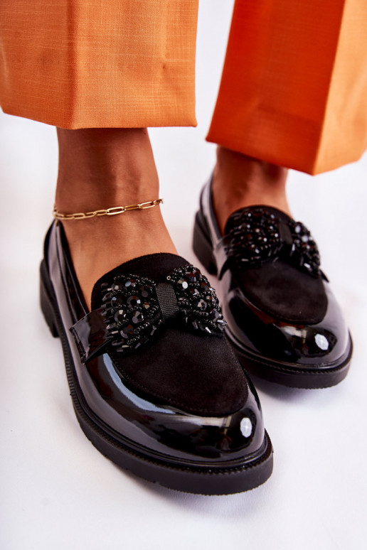 Women's Brogues Lacquered With A Bow Black Laurent Women's Brogues Lacquered With A Bow Black Laurent
