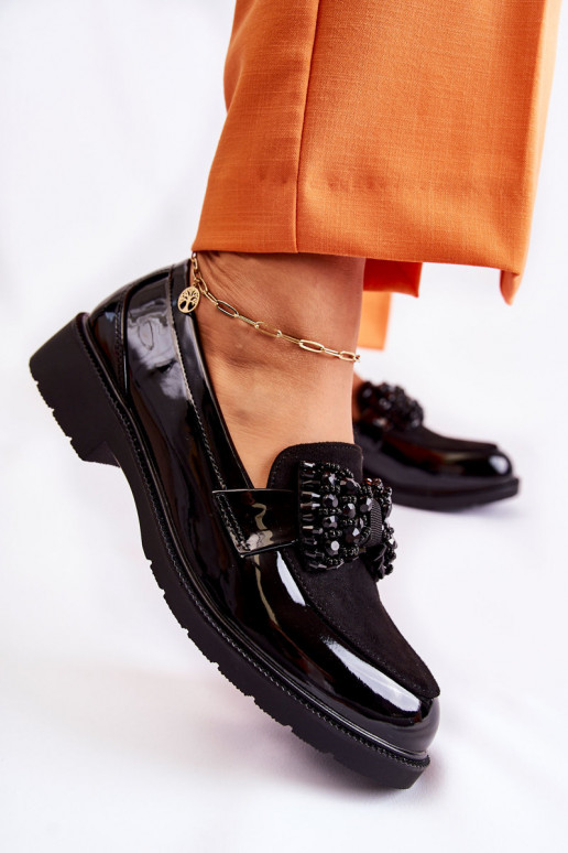 Women's Brogues Lacquered With A Bow Black Laurent Women's Brogues Lacquered With A Bow Black Laurent
