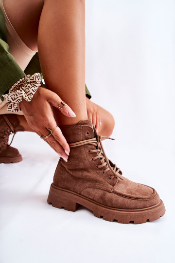 Women's Suede Boots Tied Brown Vanita 2