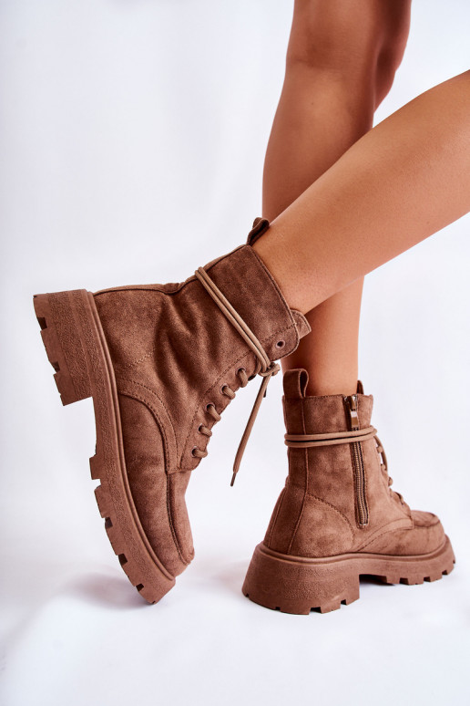 Women's Suede Boots Tied Brown Vanita