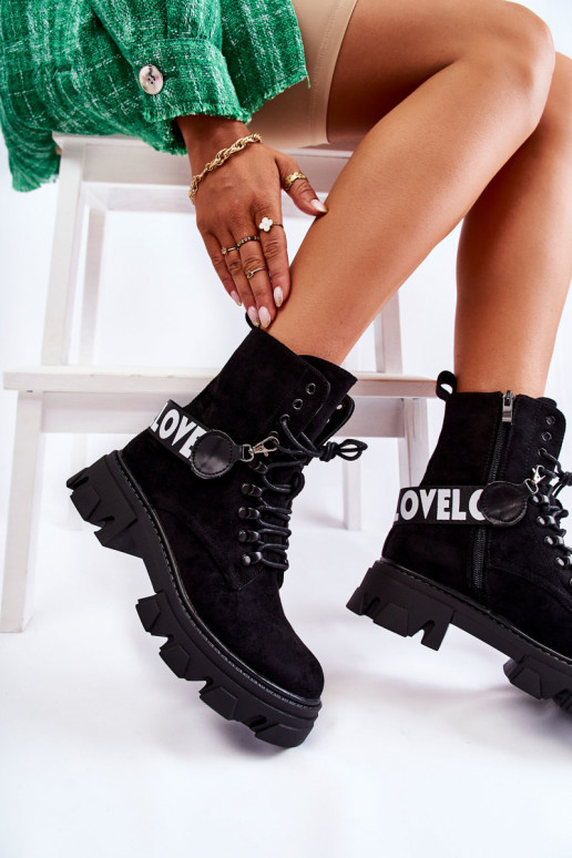 Suede High Boots With Warming Black Danity Suede High Boots With Warming Black Danity