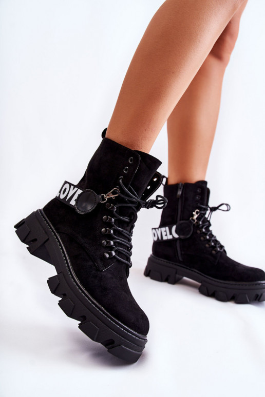 Suede High Boots With Warming Black Danity Suede High Boots With Warming Black Danity