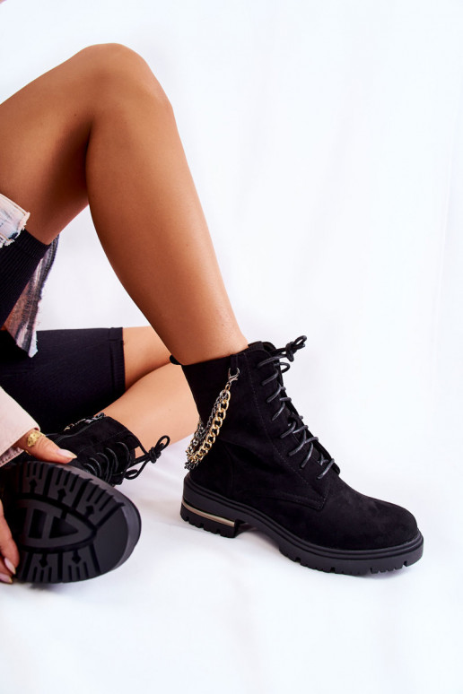 Suede warm boots with a chain Black Sorita Suede warm boots with a chain Black Sorita