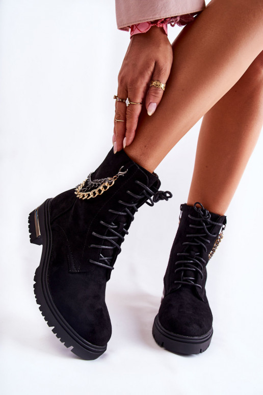 Suede warm boots with a chain Black Sorita Suede warm boots with a chain Black Sorita