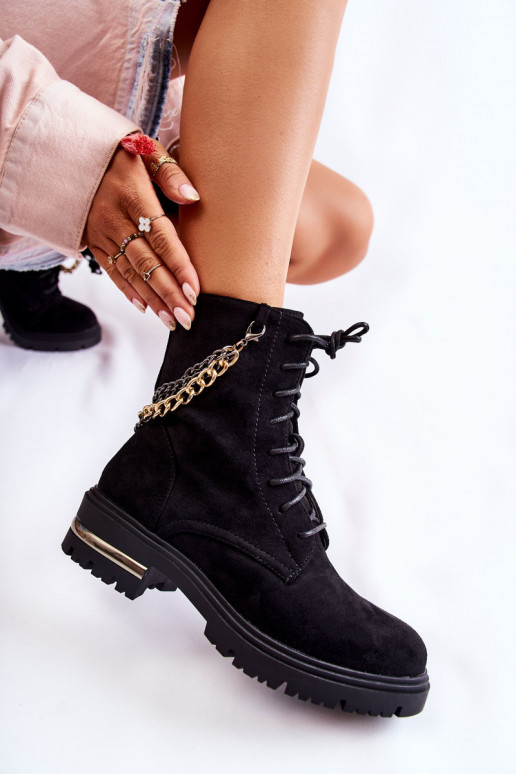 Suede warm boots with a chain Black Sorita Suede warm boots with a chain Black Sorita