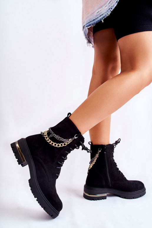 Suede warm boots with a chain Black Sorita Suede warm boots with a chain Black Sorita