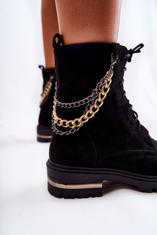 Suede warm boots with a chain Black Sorita Suede warm boots with a chain Black Sorita