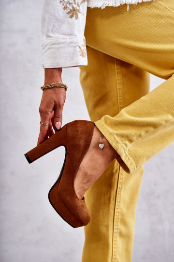 Classic Suede Pumps On Heel Camel Soro 2