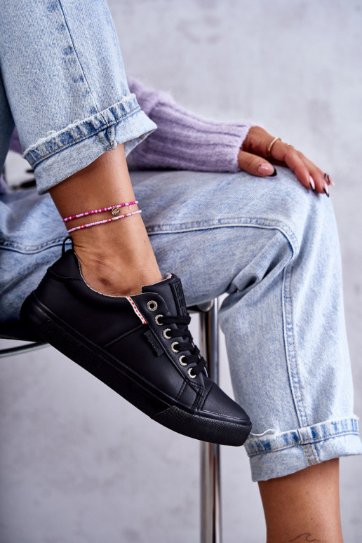 Women's Low Leather Sneakers Big Star KK274006 Black Women's Low Leather Sneakers Big Star KK274006 Black