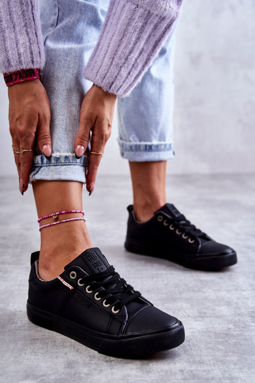 Women's Low Leather Sneakers Big Star KK274006 Black Women's Low Leather Sneakers Big Star KK274006 Black