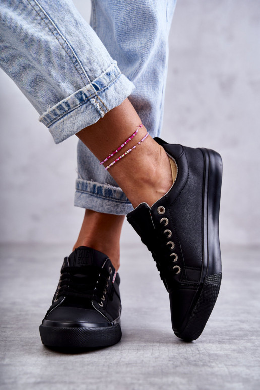 Women's Low Leather Sneakers Big Star KK274006 Black Women's Low Leather Sneakers Big Star KK274006 Black