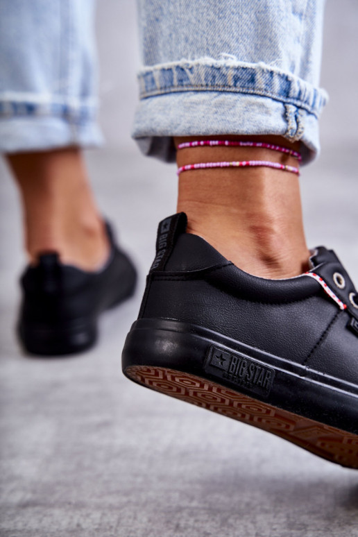 Women's Low Leather Sneakers Big Star KK274006 Black Women's Low Leather Sneakers Big Star KK274006 Black