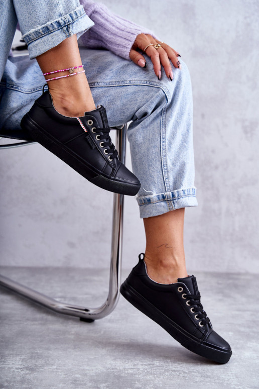 Women's Low Leather Sneakers Big Star KK274006 Black Women's Low Leather Sneakers Big Star KK274006 Black