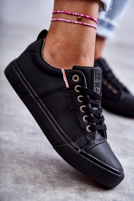 Women's Low Leather Sneakers Big Star KK274006 Black Women's Low Leather Sneakers Big Star KK274006 Black