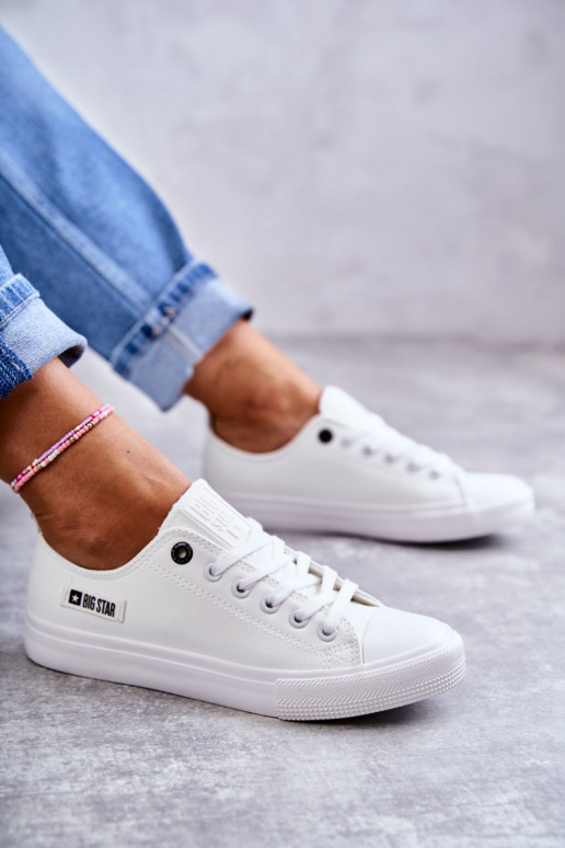 Women's Low Leather Sneakers Big Star KK274010 White Women's Low Leather Sneakers Big Star KK274010 White