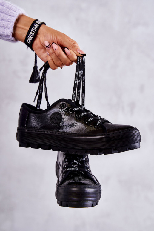 Fashionable Lacquered Sneakers Big Star KK274044 Black Fashionable Lacquered Sneakers Big Star KK274044 Black