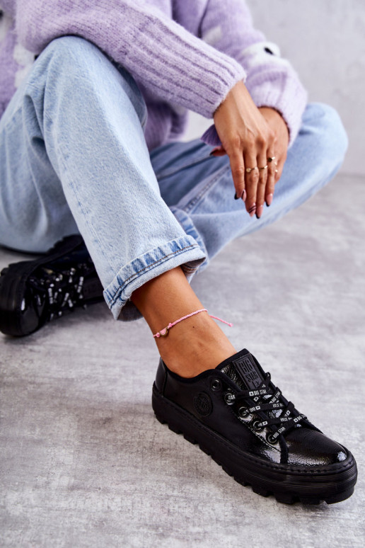 Fashionable Lacquered Sneakers Big Star KK274044 Black Fashionable Lacquered Sneakers Big Star KK274044 Black