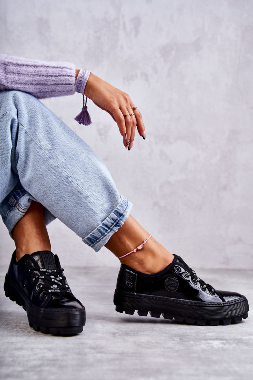Fashionable Lacquered Sneakers Big Star KK274044 Black Fashionable Lacquered Sneakers Big Star KK274044 Black