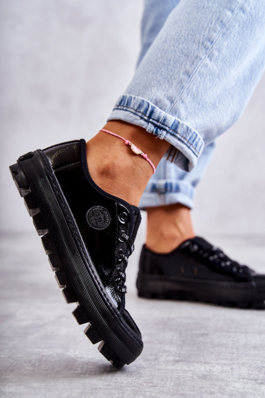 Fashionable Lacquered Sneakers Big Star KK274044 Black Fashionable Lacquered Sneakers Big Star KK274044 Black