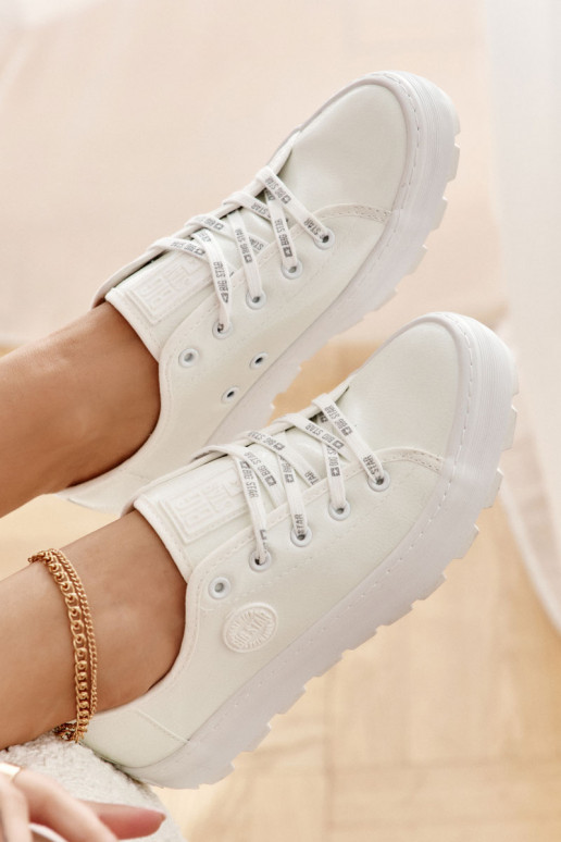 Fashionable Lacquered Sneakers Big Star KK274045 White Fashionable Lacquered Sneakers Big Star KK274045 White