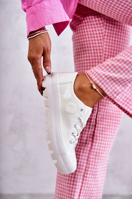 Fashionable Lacquered Sneakers Big Star KK274045 White Fashionable Lacquered Sneakers Big Star KK274045 White