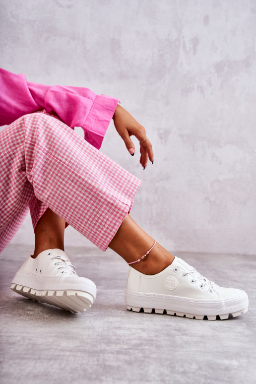 Fashionable Lacquered Sneakers Big Star KK274045 White Fashionable Lacquered Sneakers Big Star KK274045 White