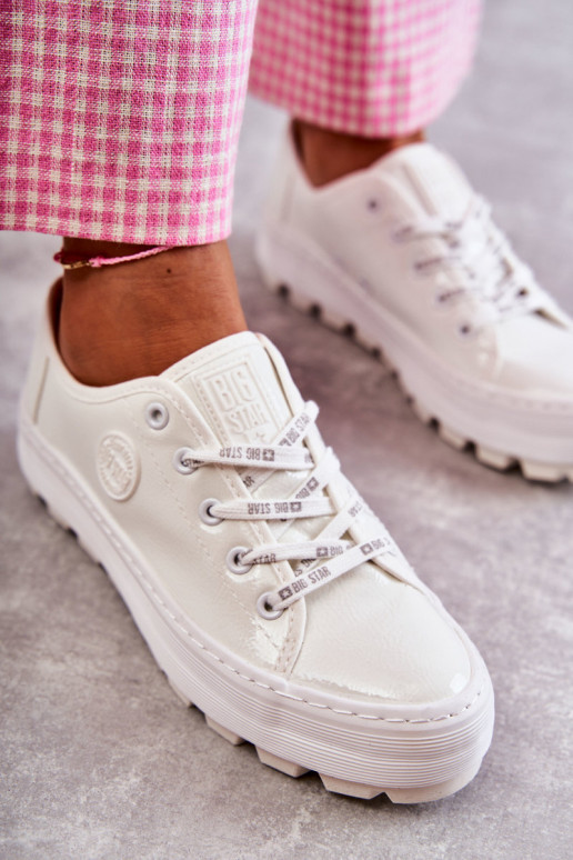Fashionable Lacquered Sneakers Big Star KK274045 White Fashionable Lacquered Sneakers Big Star KK274045 White