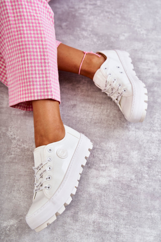 Fashionable Lacquered Sneakers Big Star KK274045 White Fashionable Lacquered Sneakers Big Star KK274045 White