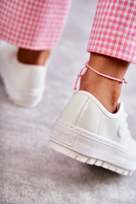 Fashionable Lacquered Sneakers Big Star KK274045 White Fashionable Lacquered Sneakers Big Star KK274045 White