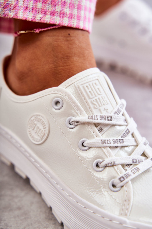 Fashionable Lacquered Sneakers Big Star KK274045 White Fashionable Lacquered Sneakers Big Star KK274045 White