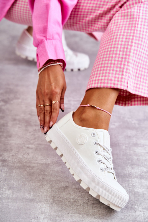 Fashionable Lacquered Sneakers Big Star KK274045 White Fashionable Lacquered Sneakers Big Star KK274045 White