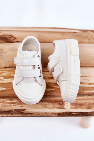 Children's Leather Sneakers With Velcro BIG STAR KK374091 White 2