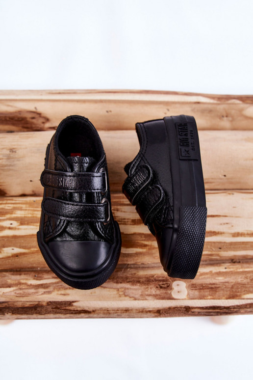 Children's Leather Sneakers With Velcro BIG STAR KK374090 Black Children's Leather Sneakers With Velcro BIG STAR KK374090 Black