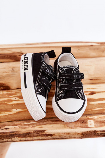 Children's Cloth Sneakers With Velcro BIG STAR KK374074 Black and white 2