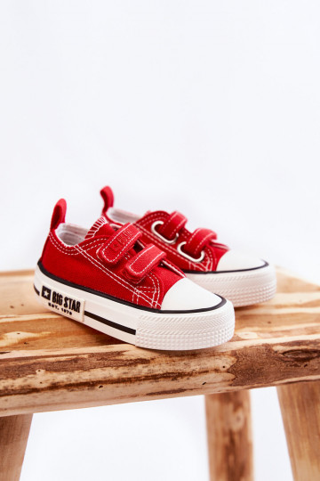 Children's Cloth Sneakers With Velcro BIG STAR KK374076 Red