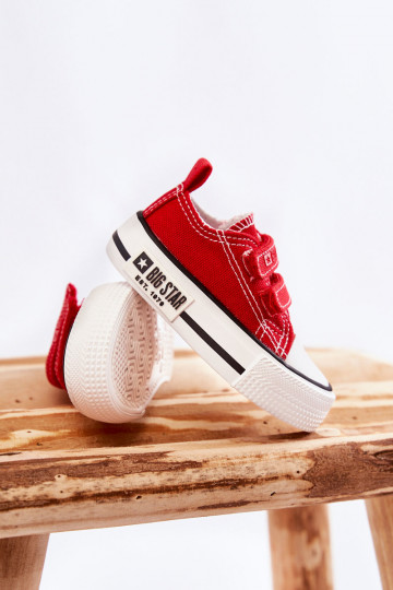 Children's Cloth Sneakers With Velcro BIG STAR KK374076 Red 2