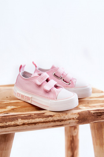 Children's Cloth Sneakers With Velcro BIG STAR KK374077 Pink